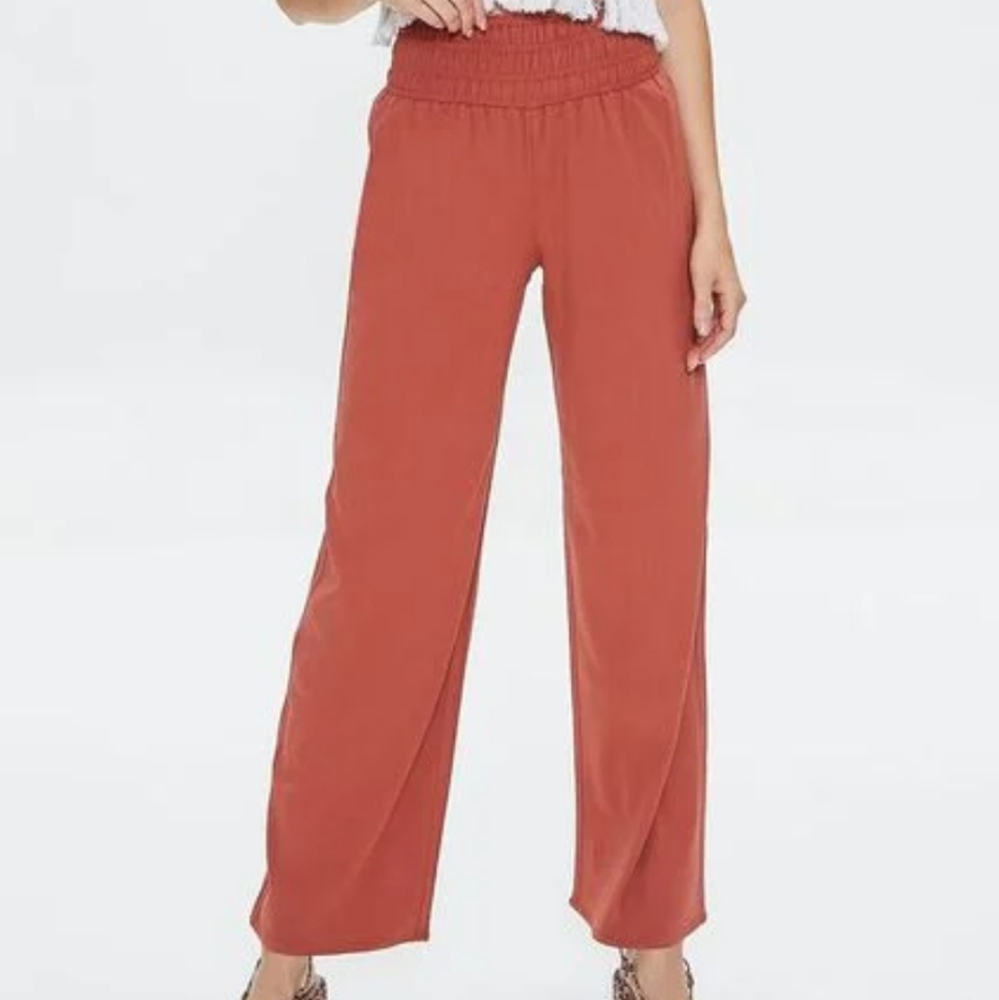Smocked Waist Wide Leg Pants